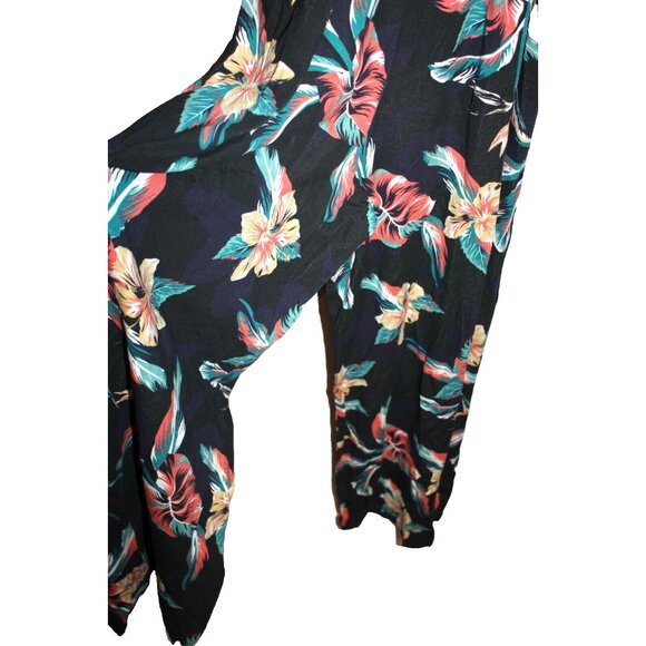 Roxy Women's Black Floral Sleeveless One-Piece Jumper Jumpsuit Size Small S - Picture 2 of 2